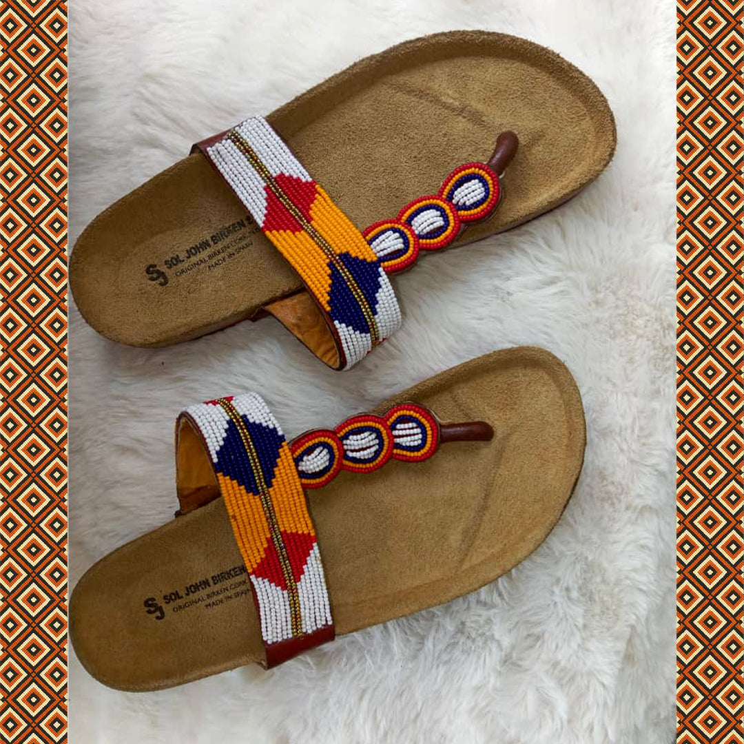 Babouches Luxe-Semelle en liège massai"SOL JOHN BIRKER"