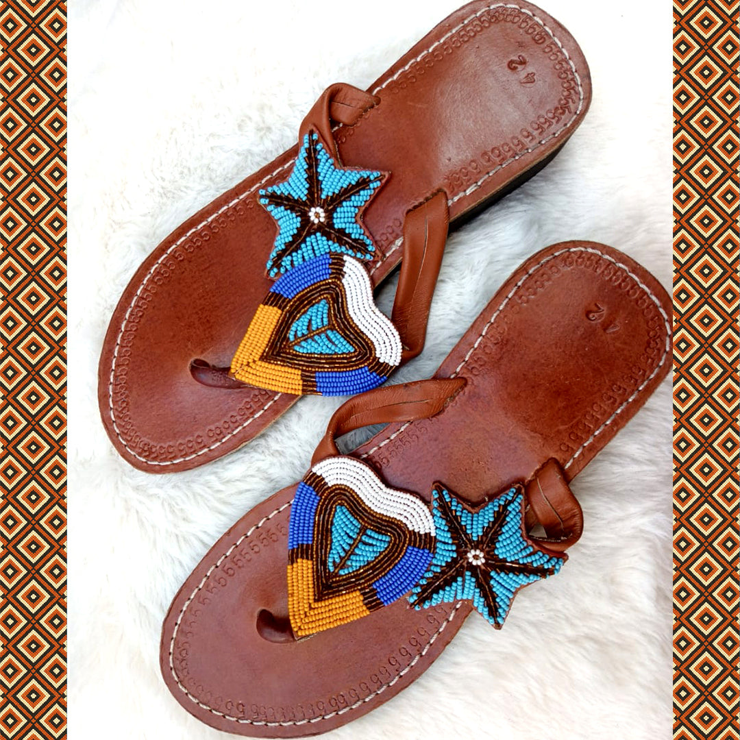 Sandale passe partout en cuir café"Sandale de plage"