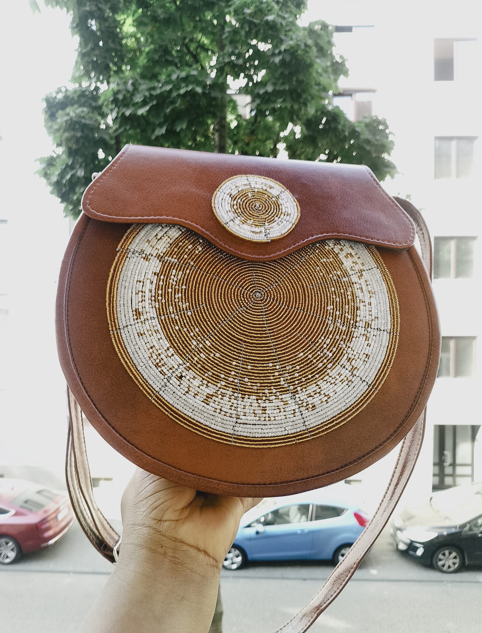 Bandoulière de Soirée - Cuir et Perles Brodées