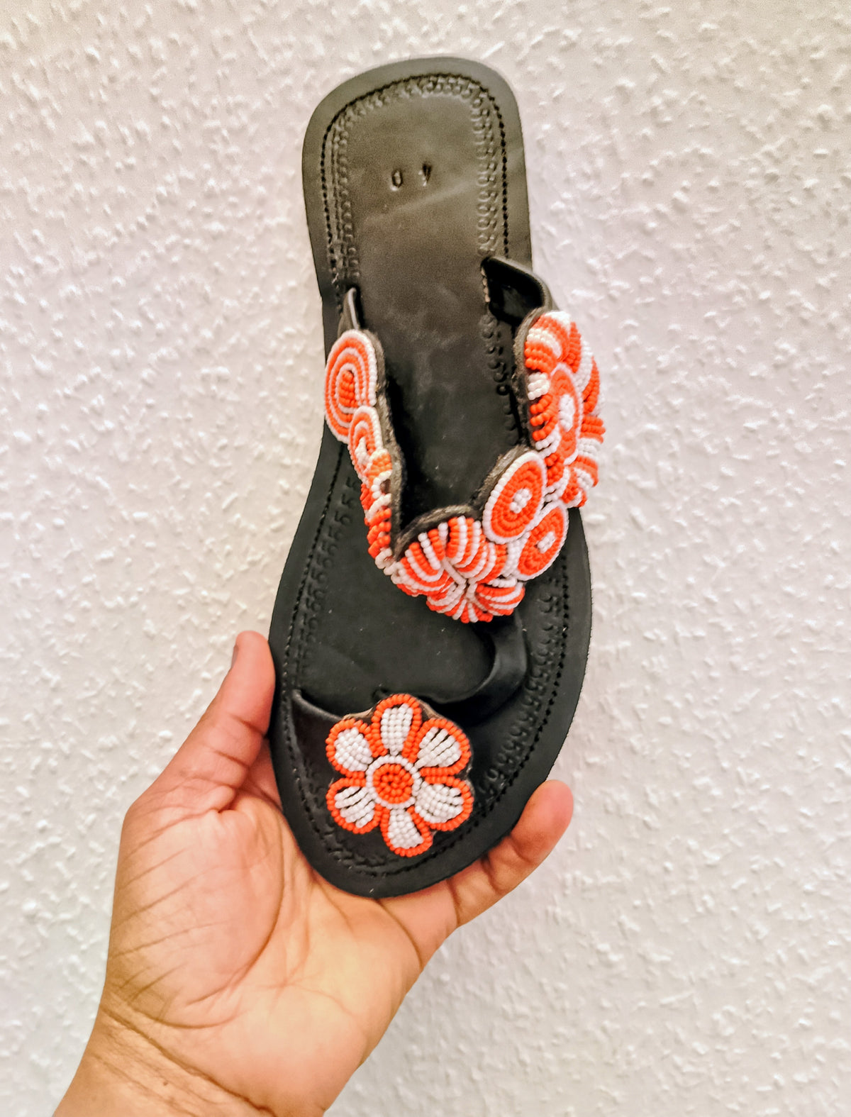Sandale massai en cuir noir
