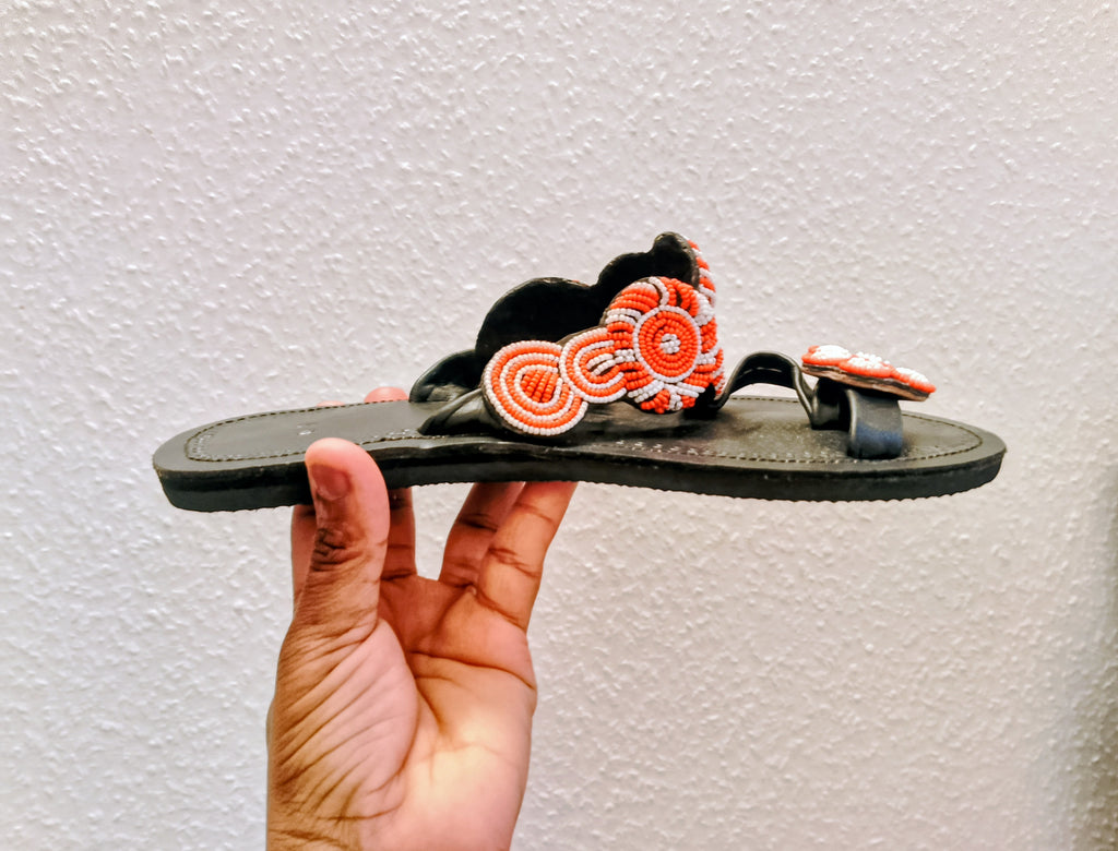 Sandale massai en cuir noir