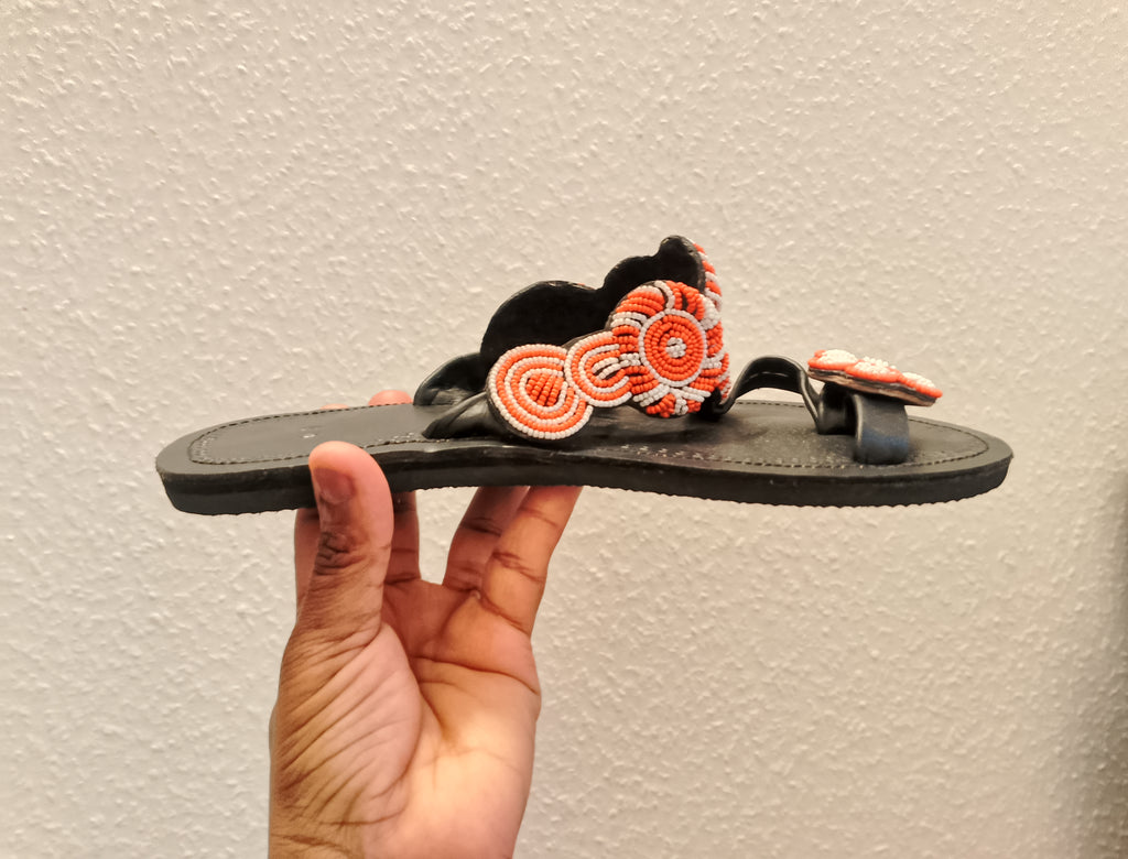 Sandale massai en cuir noir