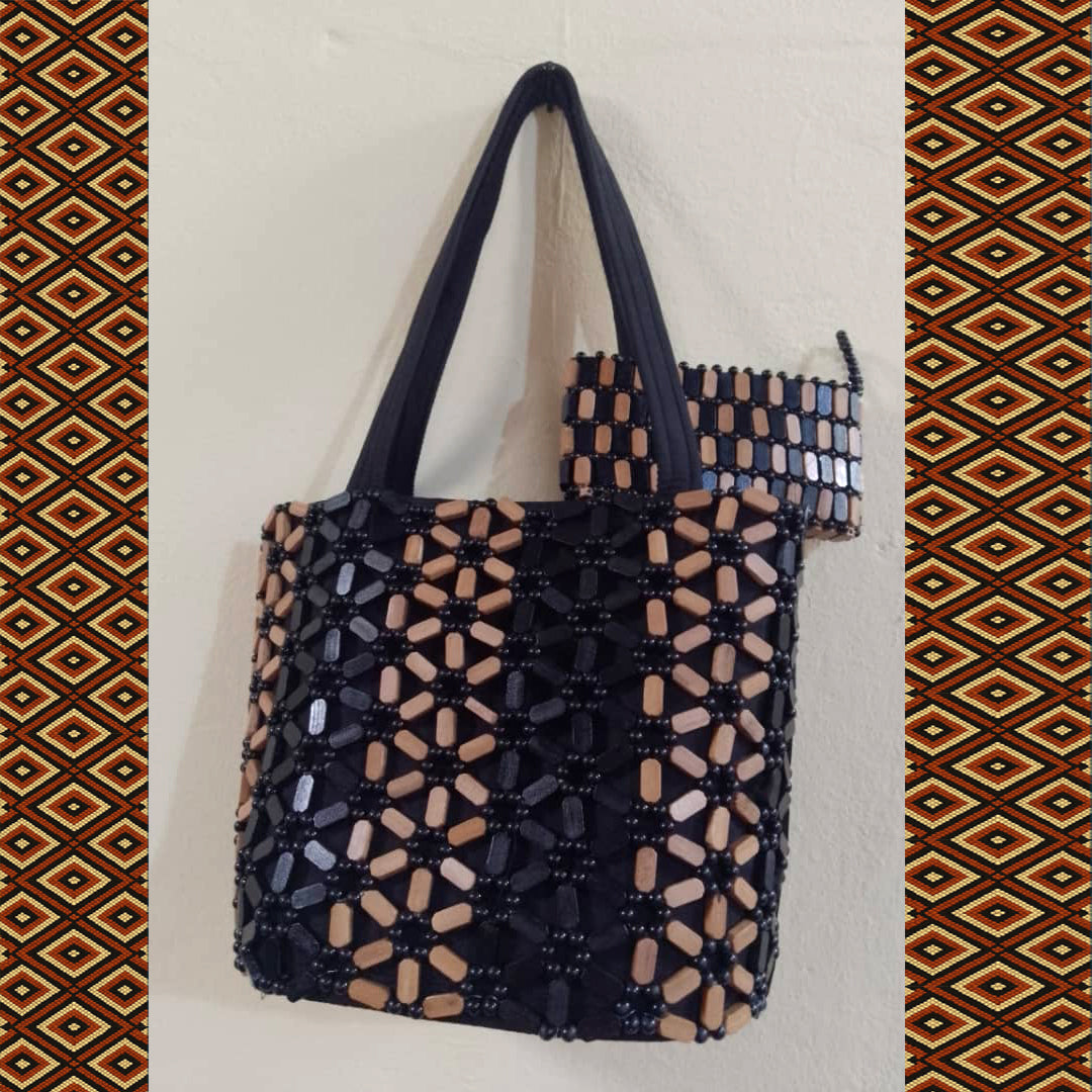 Ensemble de sac et Pochette Brodée de Perles